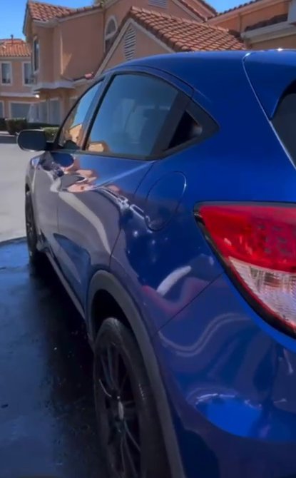 Blue Honda HR-V rear after an exterior detail in Oceanside